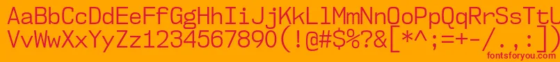 Nk57MonospaceScBk Font – Red Fonts on Orange Background