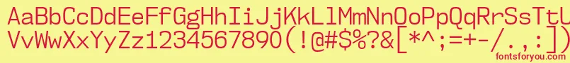 Nk57MonospaceScBk Font – Red Fonts on Yellow Background