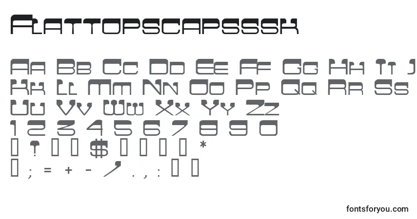 A fonte Flattopscapsssk – alfabeto, números, caracteres especiais