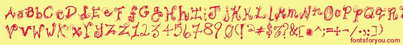 BipolarBraden-Schriftart – Rote Schriften auf gelbem Hintergrund