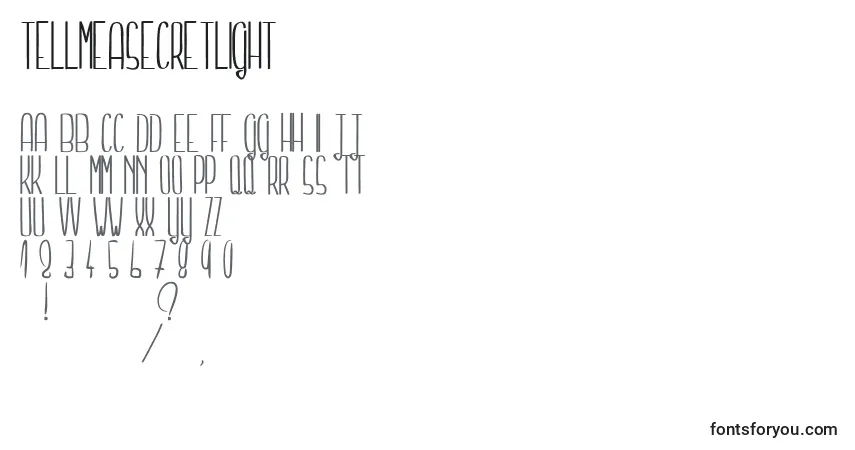 TellMeASecretLight Font – alphabet, numbers, special characters