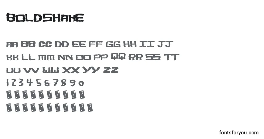 A fonte Boldshake – alfabeto, números, caracteres especiais