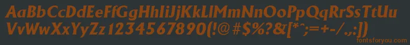 AdelonserialXboldItalic-fontti – ruskeat fontit mustalla taustalla