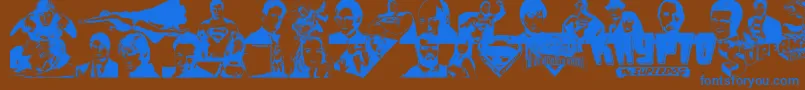 Weitere Informationen zur SupermanLastSonOfKryptonSuper-Schriftart SupermanLastSonOfKryptonSuper-Schriftart – Blaue Schriften auf braunem Hintergrund