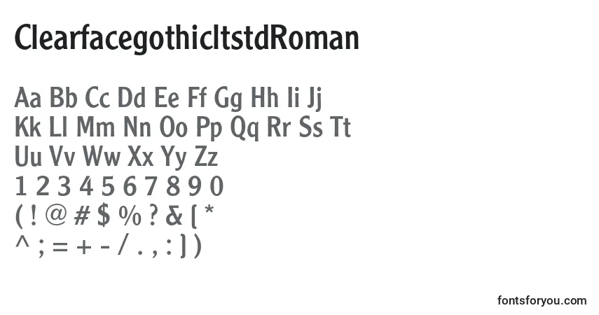Czcionka ClearfacegothicltstdRoman – alfabet, cyfry, specjalne znaki