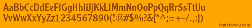 ClearfacegothicltstdRoman-Schriftart – Braune Schriften auf orangefarbenem Hintergrund