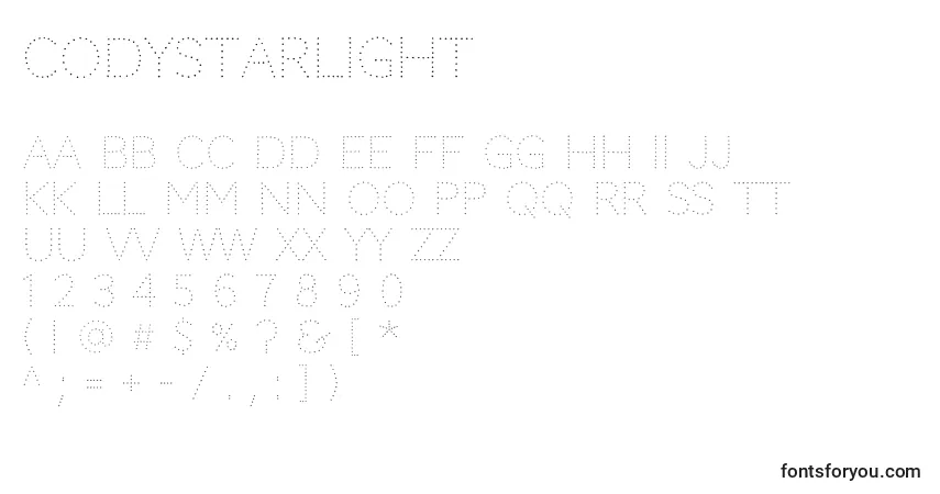 CodystarLight-fontti – aakkoset, numerot, erikoismerkit