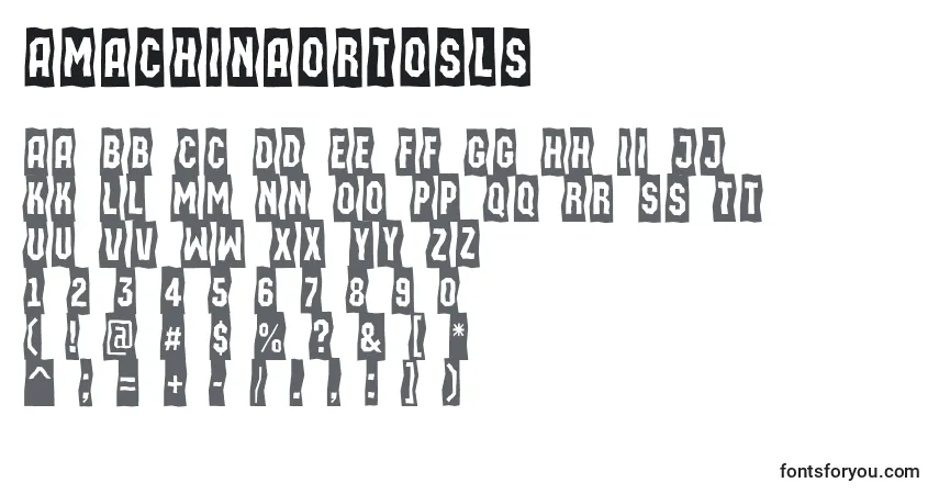 Fuente AMachinaortosls - alfabeto, números, caracteres especiales