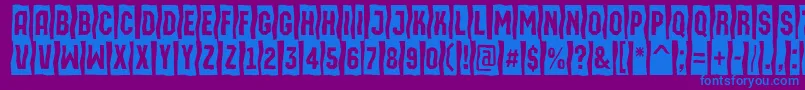 AMachinaortosls-Schriftart – Blaue Schriften auf violettem Hintergrund