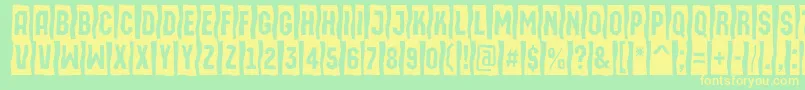 AMachinaortosls-Schriftart – Gelbe Schriften auf grünem Hintergrund