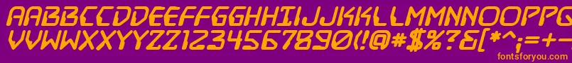 DestructobeamBbBold-fontti – oranssit fontit violetilla taustalla