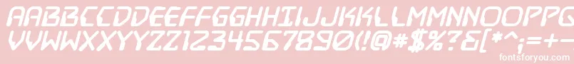 Fonte DestructobeamBbBold – fontes brancas em um fundo rosa