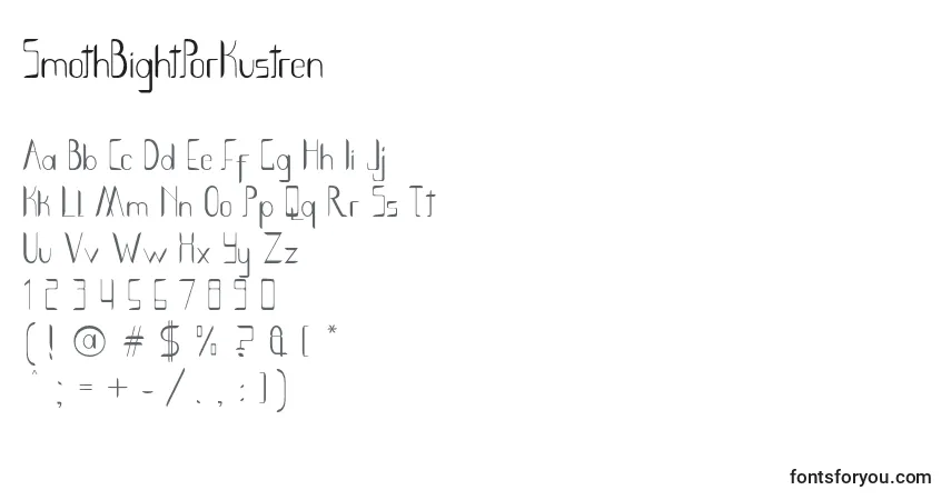 SmothBightPorKustren Font – alphabet, numbers, special characters