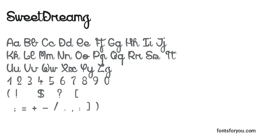 Schriftart SweetDreamz – Alphabet, Zahlen, spezielle Symbole