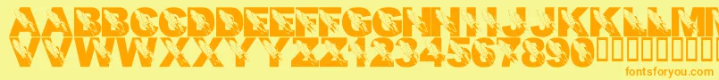 LmsRememberingSsColumbia-Schriftart – Orangefarbene Schriften auf gelbem Hintergrund