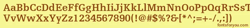 フォントEgyptiennefltstdBold – 茶色の文字が黄色の背景にあります。