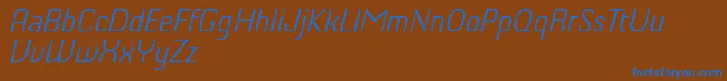 ChiqReducedLightitalic-Schriftart – Blaue Schriften auf braunem Hintergrund