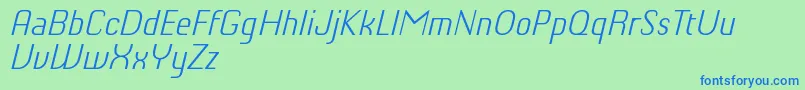 ChiqReducedLightitalic-fontti – siniset fontit vihreällä taustalla