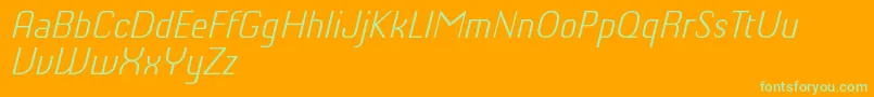 ChiqReducedLightitalic-Schriftart – Grüne Schriften auf orangefarbenem Hintergrund