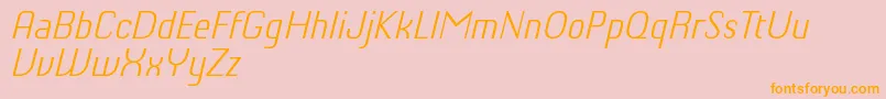 Fonte ChiqReducedLightitalic – fontes laranjas em um fundo rosa