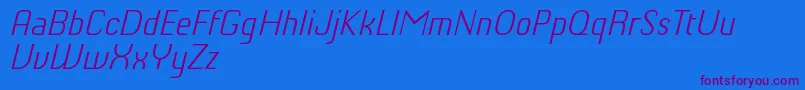 フォントChiqReducedLightitalic – 紫色のフォント、青い背景