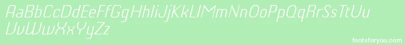 ChiqReducedLightitalic-Schriftart – Weiße Schriften auf grünem Hintergrund
