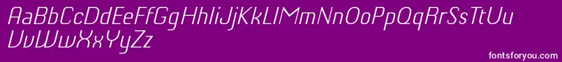 Czcionka ChiqReducedLightitalic – białe czcionki na fioletowym tle