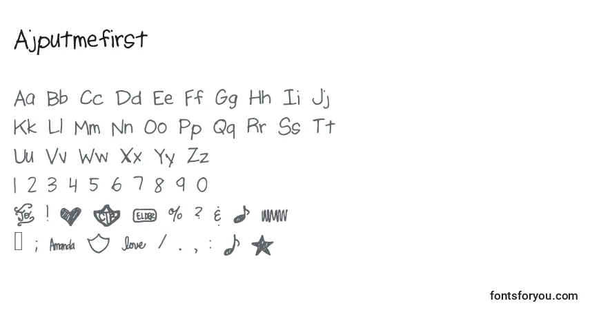 Schriftart Ajputmefirst – Alphabet, Zahlen, spezielle Symbole