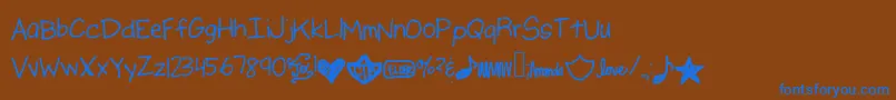 Ajputmefirst-Schriftart – Blaue Schriften auf braunem Hintergrund