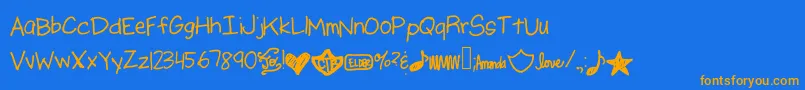 Ajputmefirst Font – Orange Fonts on Blue Background