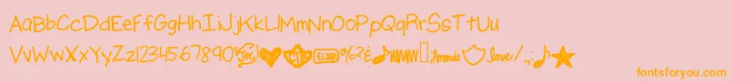 Ajputmefirst-Schriftart – Orangefarbene Schriften auf rosa Hintergrund