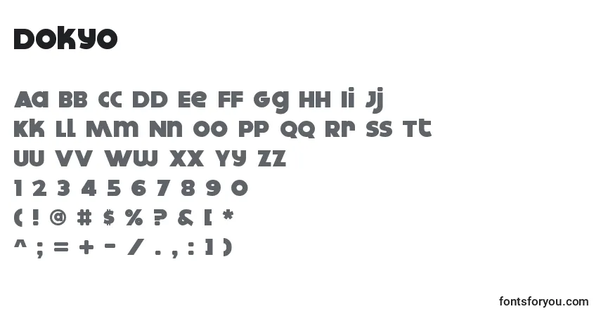 A fonte Dokyo – alfabeto, números, caracteres especiais