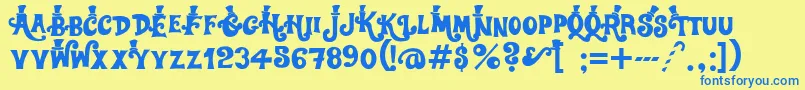 Willywonka Font – Blue Fonts on Yellow Background