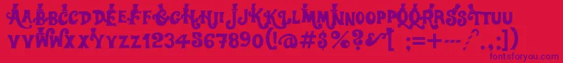 Willywonka-Schriftart – Violette Schriften auf rotem Hintergrund