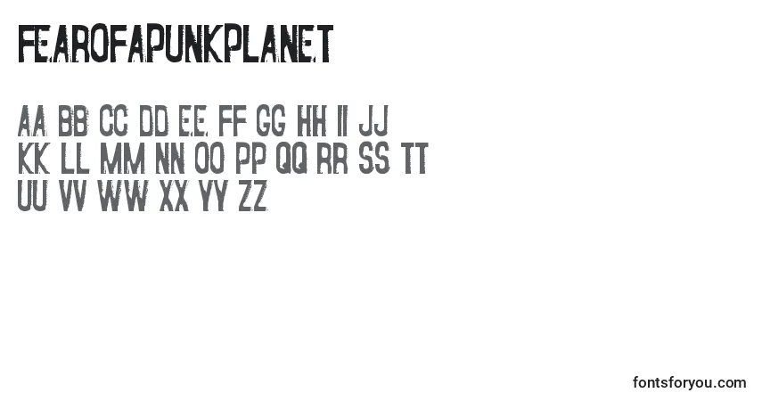 A fonte Fearofapunkplanet – alfabeto, números, caracteres especiais