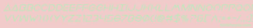 Earthorbiterital-Schriftart – Grüne Schriften auf rosa Hintergrund