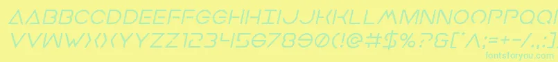 Earthorbiterital-Schriftart – Grüne Schriften auf gelbem Hintergrund