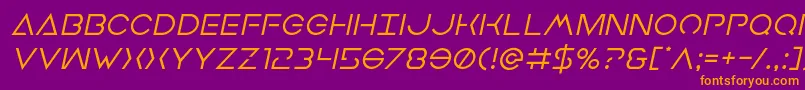 フォントEarthorbiterital – 紫色の背景にオレンジのフォント