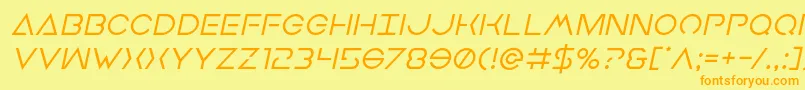 フォントEarthorbiterital – オレンジの文字が黄色の背景にあります。