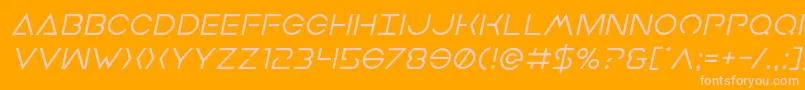 Earthorbiterital-Schriftart – Rosa Schriften auf orangefarbenem Hintergrund