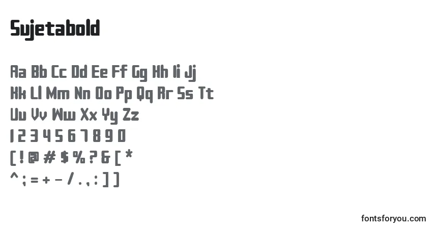 Czcionka Sujetabold – alfabet, cyfry, specjalne znaki