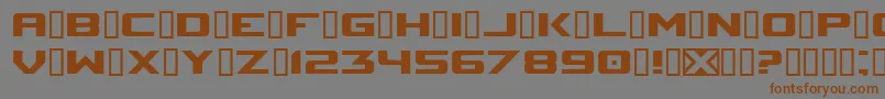 フォントSpaceMarineNominal – 茶色の文字が灰色の背景にあります。