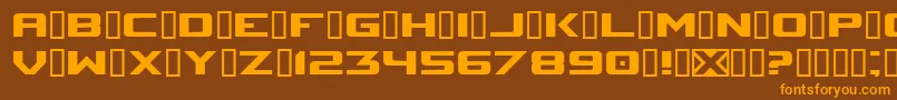 フォントSpaceMarineNominal – オレンジ色の文字が茶色の背景にあります。