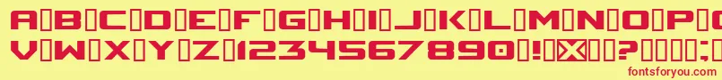 SpaceMarineNominal-fontti – punaiset fontit keltaisella taustalla