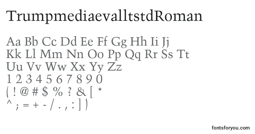 Шрифт TrumpmediaevalltstdRoman – алфавит, цифры, специальные символы
