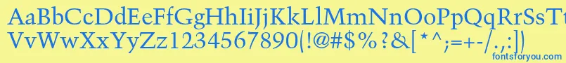 TrumpmediaevalltstdRoman Font – Blue Fonts on Yellow Background