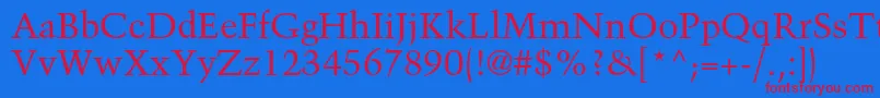TrumpmediaevalltstdRoman Font – Red Fonts on Blue Background