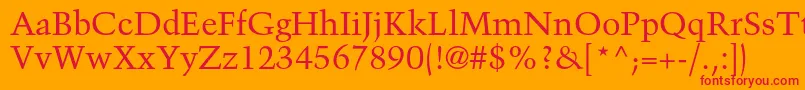 TrumpmediaevalltstdRoman Font – Red Fonts on Orange Background