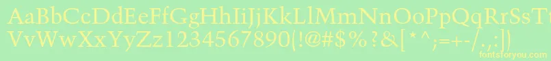 TrumpmediaevalltstdRoman Font – Yellow Fonts on Green Background