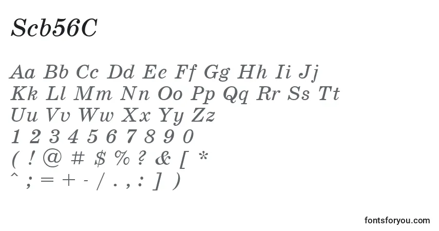 A fonte Scb56C – alfabeto, números, caracteres especiais